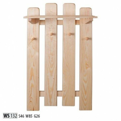 Massief houten kapstokpaneel, massief grenen, aan de muur hangende kapstok, gang van hout, nieuw