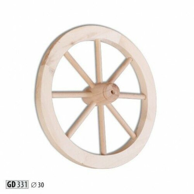 Dekoratief houten wiel Ø 30 cm spaakwiel karrewiel tuindecoratie winkeldecoratie massief hout.