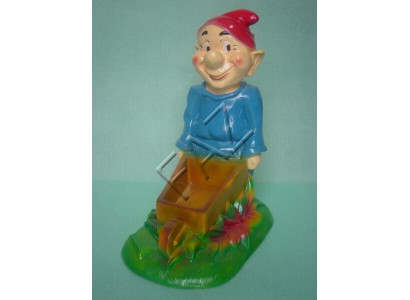 Dwerg met kruiwagen figuur tuin standbeeld sculptuur figuren sculpturen Nieuw 43 cm