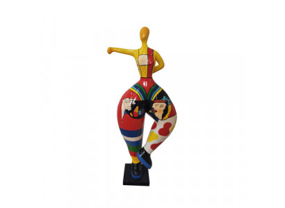 ballerina figuur abstracte figuren standbeelden modern beeld kleurrijk beschilderd nieuw 85cm