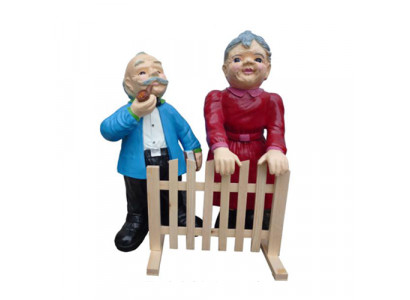 Pensioen decoratie figuur standbeeld sculptuur 80 cm figuren standbeelden sculpturen oma opa P41