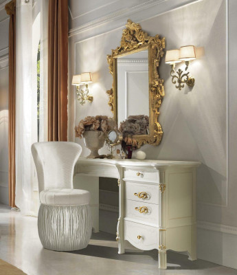 Klassieke kaptafel met spiegel Luxe console dressoir Slaapkamer Barok