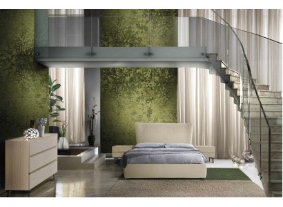 Slaapkamer 3-delige set Bed 2x Nachtkastje Console Bedden Hotel Dubbel Gestoffeerd