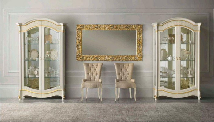 Klassieke woonkamer meubels Wit Goud Hout Etalagekast Kast Meubels