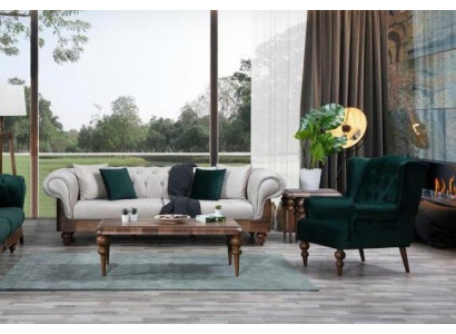 Klassieke bankstel met 3-zitsbank + fauteuil Chesterfield designmeubelen