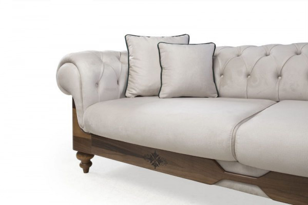 Klassieke bankstel met 3-zitsbank + fauteuil Chesterfield designmeubelen