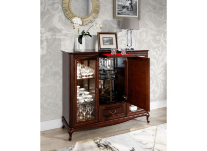 Huisbar kast dressoir met draaibare flessenkast vitrine hout.