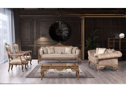 Barok woonkamer meubelset bank bank sofa beklede salon tafel 5-delig.