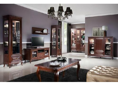 Klassieke woonkamer, Edel designer meubels, Vitrine, RTV-tafel, Commode in Italiaanse stijl.