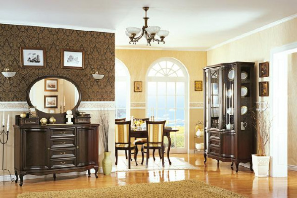 Klassieke eetkamer vitrine kast stoelen tafel Chippendale woonkamer 10-delig