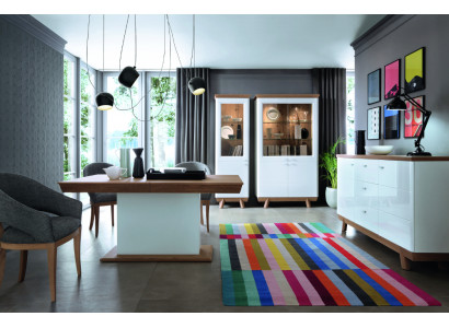 4-delige set 1x vitrine 2x commode 1x eettafel Ontwerp woonkamer eetkamer Nieuw