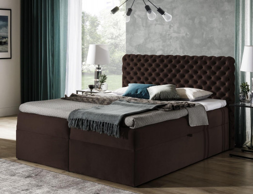 Chesterfield boxspring bed slaapkamer meubels bedden king size fluweel hotel nieuw