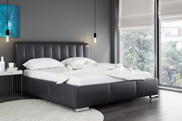Bed Dubbel bed Meubels Bedframe Stof 160x200 Textiel Gestoffeerd bed Grijs Bedden