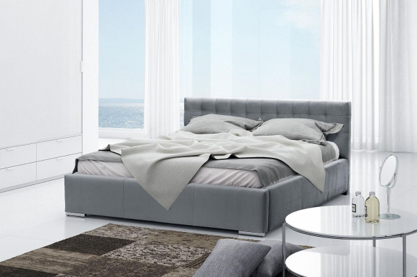 Bedframe Tweepersoonsbed Modern Slaapkamer Bedden Gestoffeerd Bed Grijs 160 cm