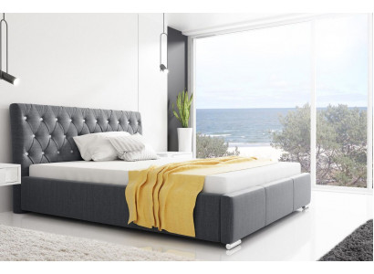 Bedframe Bed Dubbel bed Huwelijksbed Bedframe Gestoffeerd bed Bedden 200x200 Grijs