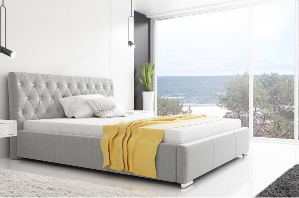 Bedframe Bed Dubbel bed Huwelijksbed Bedframe Gestoffeerd bed Bedden 200x200 Grijs