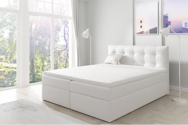 Bed met opbergruimte tweepersoonsbed Boxspring bed Dubbel bed Bedden Gestoffeerd bed Wit Nieuw