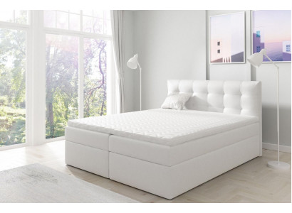 Bed met opbergruimte tweepersoonsbed Boxspring bed Dubbel bed Bedden Gestoffeerd bed Wit Nieuw