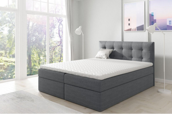 Bed met opbergruimte tweepersoonsbed Boxspring bed Dubbel bed Bedden Gestoffeerd bed Wit Nieuw