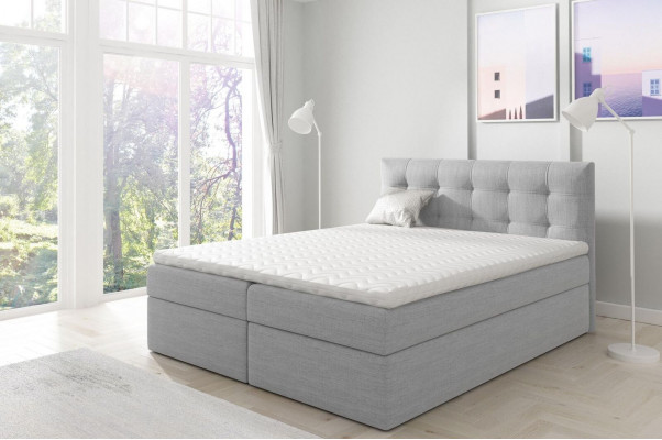 Bed met opbergruimte tweepersoonsbed Boxspring bed Dubbel bed Bedden Gestoffeerd bed Wit Nieuw