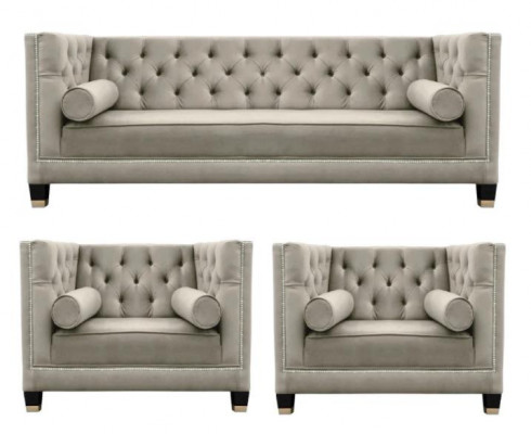 Beigekleurige Chesterfield-zithoek Luxe meubels Stoffen bekleding Nieuw voor de woonkamer