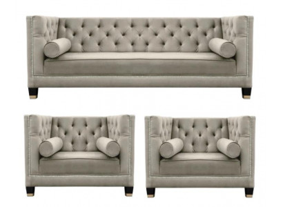 Beigekleurige Chesterfield-zithoek Luxe meubels Stoffen bekleding Nieuw voor de woonkamer