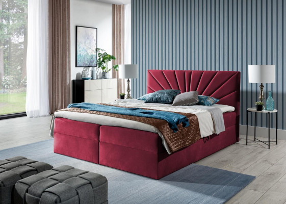 Boxspringbed Tweepersoonsbed Bed met opbergruimte Bed Echtelijk bed Bedden Gestoffeerd bed Rood Nieuw