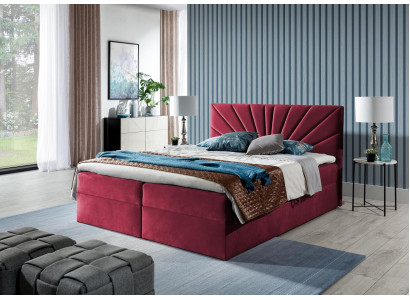 Boxspringbed Tweepersoonsbed Bed met opbergruimte Bed Echtelijk bed Bedden Gestoffeerd bed Rood Nieuw