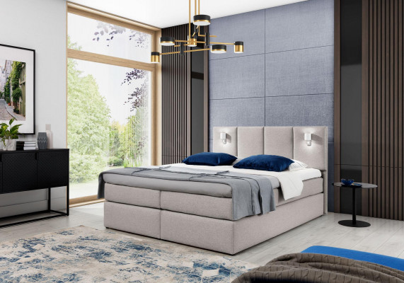Bed Boxspring bed Bedroom Upholstered Design Double Modern Fabric 200x200