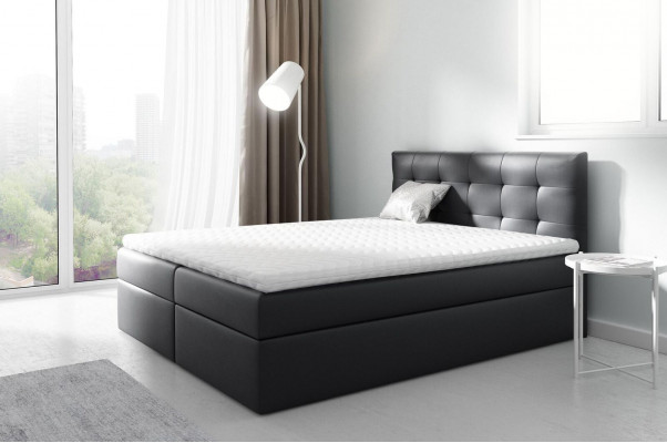 Echtelijk bed Bedden Gestoffeerd bed Boxspringbed Tweepersoonsbed Bed met opbergruimte Zwart