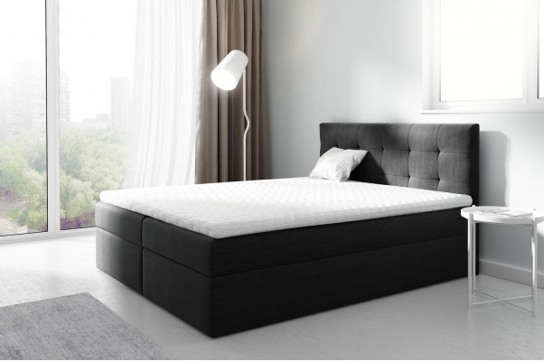 Echtelijk bed Bedden Gestoffeerd bed Boxspringbed Tweepersoonsbed Bed met opbergruimte Zwart
