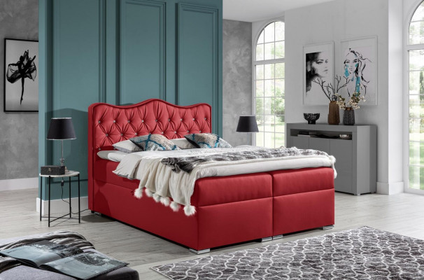 Tweepersoonsbed Bed Boxspringbed met opbergruimte tweepersoonsbed Bedden Gestoffeerd bed Rood Nieuw