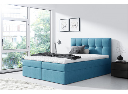 Bed Huwelijksbed Boxspringbed Tweepersoonsbed Modern Blauw Slaapkamer Bedden 160x200