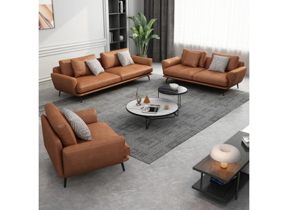 Bekleedde bankstellen Stof Luxe woonkamerbankstel 3+2+1 set Bankstel leer
