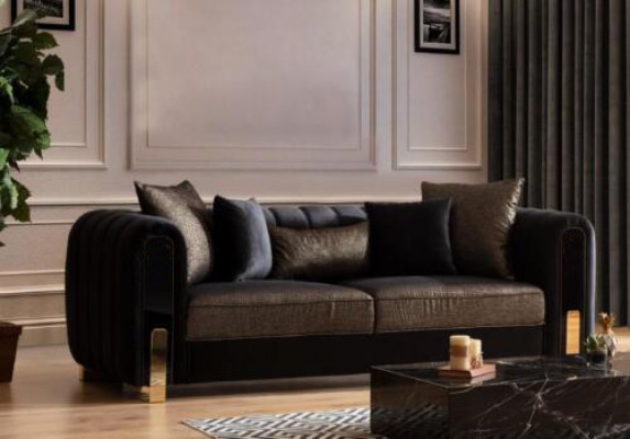 Medusa driezitsbank 3-zitsbank Bankstellen Banken Luxe bekleding Bank Zwart Stof
