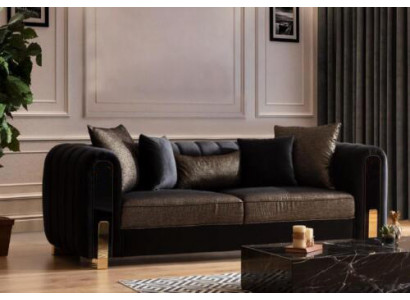 Medusa driezitsbank 3-zitsbank Bankstellen Banken Luxe bekleding Bank Zwart Stof