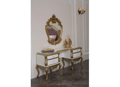 Koninklijke kaptafel met barokke spiegel console dressoir hout 2-delig