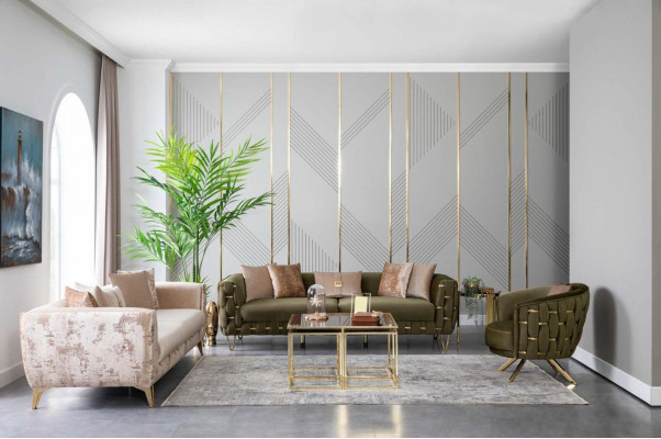 Luxe bankstel 3-delig set meubels bank bankstel compleet sets stof