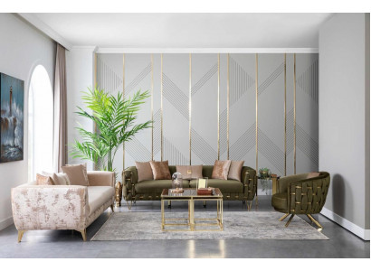Luxe bankstel 3-delig set meubels bank bankstel compleet sets stof