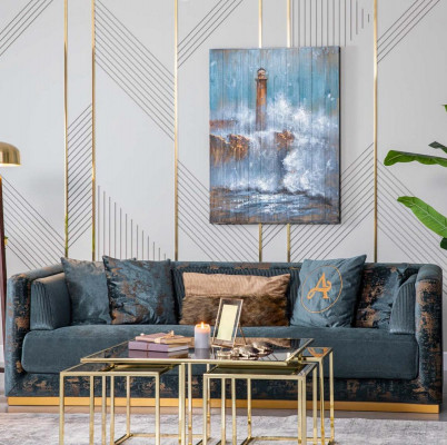 Groene driepersoons bank Bank meubels bekleding inrichting banken banken nieuw