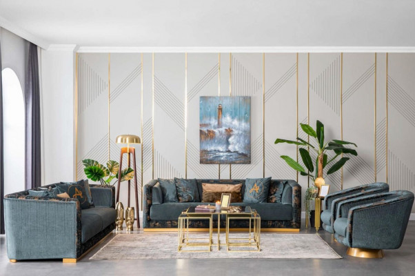 Luxe woonkamer meubelen bankstel set bankstel textielbanken