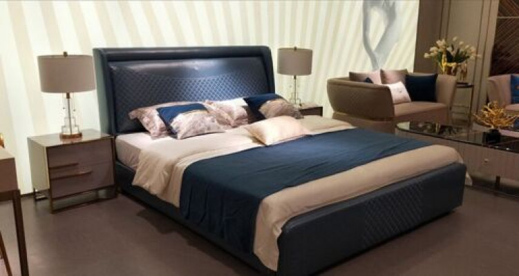 Tweepersoonsbed Moderne bedden Gestoffeerd Leer Ontwerper Huwelijk Modern bed