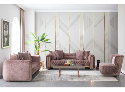 Luxueus bankstel Bruine bank Stoffen bank Bankstellen Bekledingsgroep 3+3+1