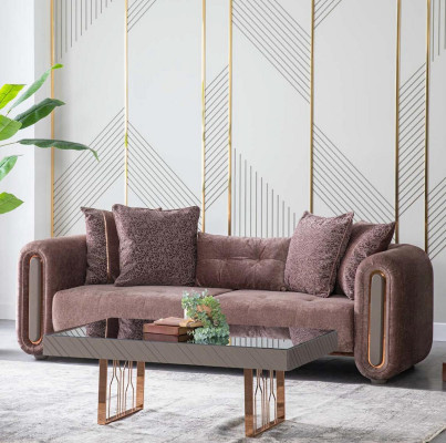 Luxueus bankstel Bruine bank Stoffen bank Bankstellen Bekledingsgroep 3+3+1