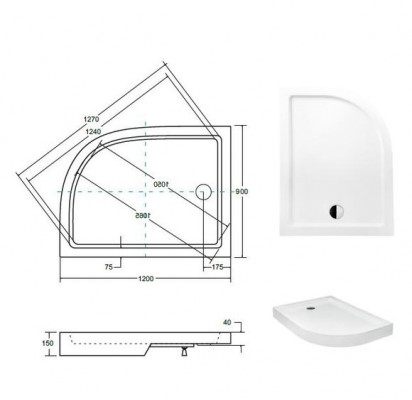 Douchetray Douchebak vlak Acryl Douche Design Douchebak Wastafel