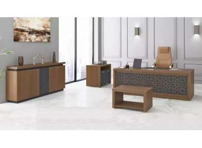 Houten kantoormeubilair set bureau salontafel thuiskantoormeubilair 4-delig