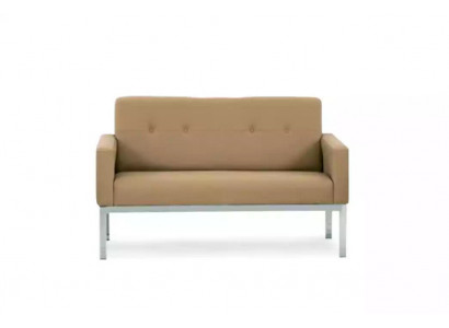 Beige tweezits kantoormeubelen gestoffeerde bank houten frame textiel inrichting.