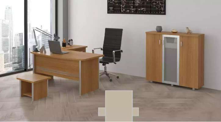 Compleet kantoormeubelset met archiefkasten, hoekbureau meubels 3-delig.