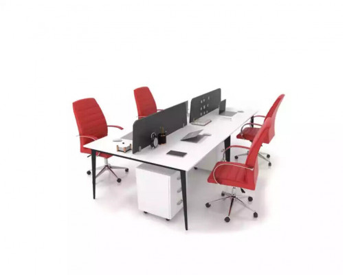 Grote witte werktafel bureauset moderne kantoorinrichting.