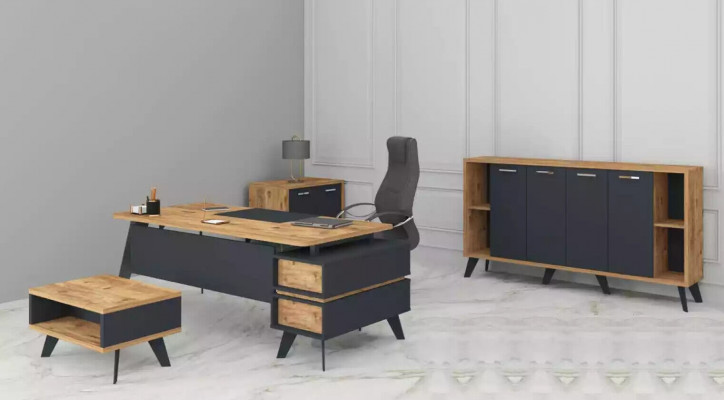Inrichting kantoor set werkkamer bureau kasten tafel 4-delig